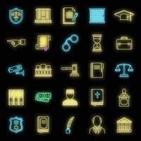 Public prosecutor icons set vector neon