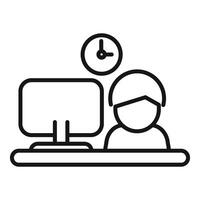 Active late work icon outline vector. Night time vector