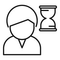 Make time for late work icon outline vector. Tired person vector