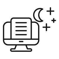 Late online work icon outline vector. Home desk light vector