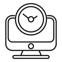 Late computer work icon outline vector. Asleep time vector