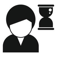 Make time for late work icon simple vector. Tired person vector