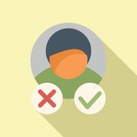 Approved or not candidate icon flat vector. Job career vector