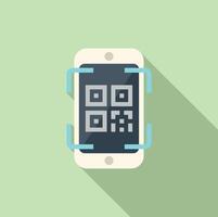 Scan smart check icon flat vector. Pay cell app vector