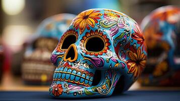 ai generado día de el muerto dia Delaware los muertos mexicano cráneo foto