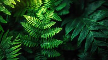 AI generated Fern Dark green, In garden, Natural background for decorations and wallpapers. photo