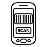 Scan bar code icon outline vector. Ticket pay label vector