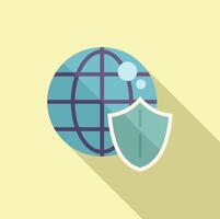 Global secured data icon flat vector. Privacy policy vector