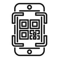 Scan smart check icon outline vector. Pay cell app vector