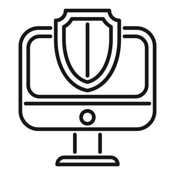 acceso proceso ordenador personal icono contorno vector. monitor datos vector