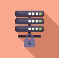 Lock server data icon flat vector. Privacy policy vector