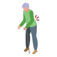 Back pain icon isometric vector. Old senior person vector