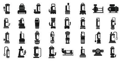 Submersible pump icons set simple vector. Motor machine vector