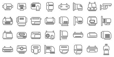 Hand dryer icons set outline vector. Washroom toilet vector