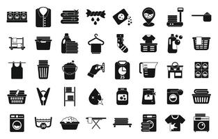 Laundromat icons set simple vector. Laundry room vector