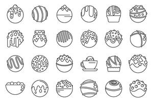 Cocoa bomb icons set outline vector. Food chocolate vector