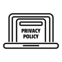 Laptop privacy policy icon outline vector. Protect rules vector