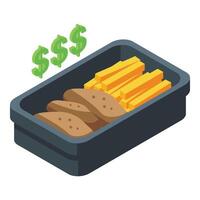 Buy fast food box icon isometric vector. Food delivery vector