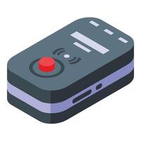 Red button tracker icon isometric vector. Global center vector