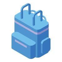 Blue courier backpack icon isometric vector. Box rider vector