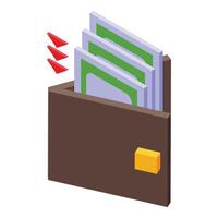 Low money wallet icon isometric vector. Budget dollar vector