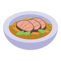 Cut meat with pesto icon isometric vector. Italian food vector