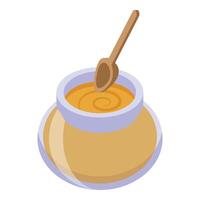 Cream spoon jar icon isometric vector. Cooking gastronomy vector