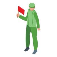 Flag army man icon isometric vector. Piece person vector