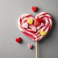 AI generated Lollipop in the form of a heart for Valentine's Day photo