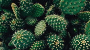 AI generated Close-up view of vibrant green cacti plants photo