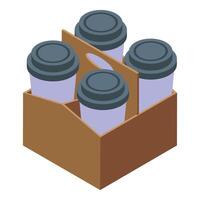 Quatro cup holder icon isometric vector. Card board vector