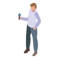 Man new reporter icon isometric vector. Camera media host vector