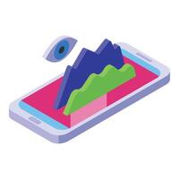 Phone metaverse on phone icon isometric vector. Simulation game vector