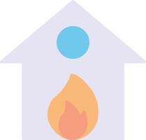ardiente casa plano ligero icono vector