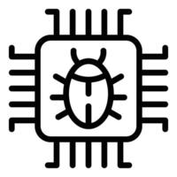 Processor bug icon outline vector. Data network vector