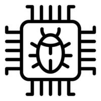 Processor bug icon outline vector. Data network vector