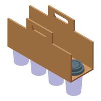 Portable cup holder with handle icon isometric vector. Design delivery vector