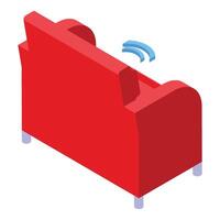 Home theater red armchair icon isometric vector. Audio center vector