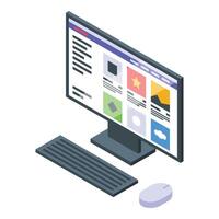 Online computer tech icon isometric vector. Digital people vector