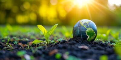 AI generated The climate action with visuals that depict efforts to mitigate climate change. Carbon neutral initiatives, these photos showcase the collective commitment to reducing our environmental