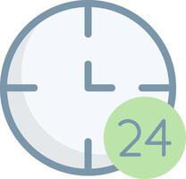 24 horas plano ligero icono vector