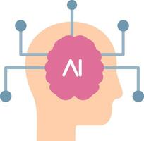 Artificial Intelligence Flat Light Icon vector