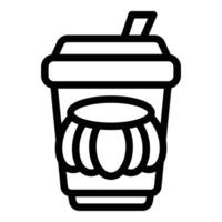 Dark iced latte icon outline vector. Pumpkin latte vector