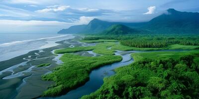 AI generated The breathtaking beauty of our Earth, from lush rainforests. Explore images that showcase the diversity of landscapes, emphasizing the need to conserve and cherish these natural wonders photo