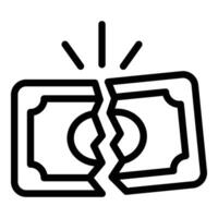 Loss cracked money icon outline vector. Computer system vector