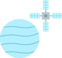 Venus con satélite plano ligero icono vector
