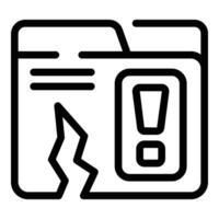 Loss data folder icon outline vector. Broken computer vector