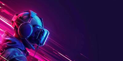 AI generated Futuristic esport background for gaming live streaming. Esport game tournament competition neon banner photo