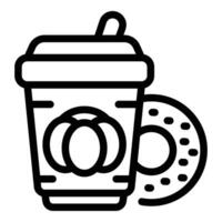 Drink donut latte icon outline vector. Frappe recipe vector