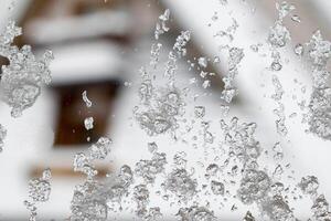 un sbatract imagen de hielo cristales en un ventana en zakopane, Polonia foto